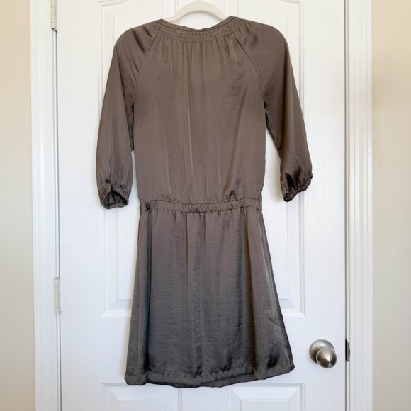 Old Navy Olive Green Drop Waist 3/4 Sleeve Silky Dress Size XSmall - Picture 5 of 8